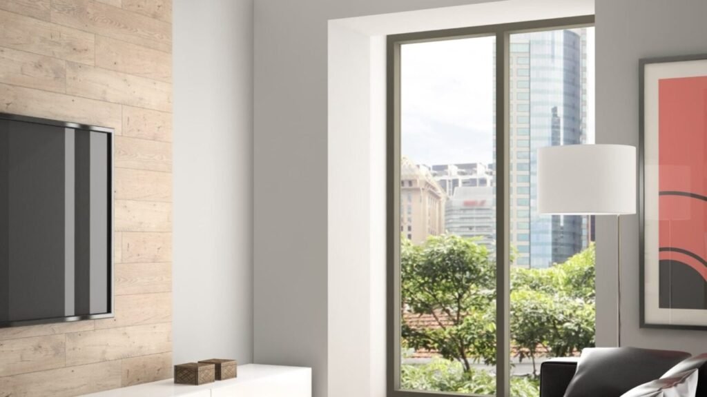 Modern office interior design with natural lighting and ergonomic furniture.