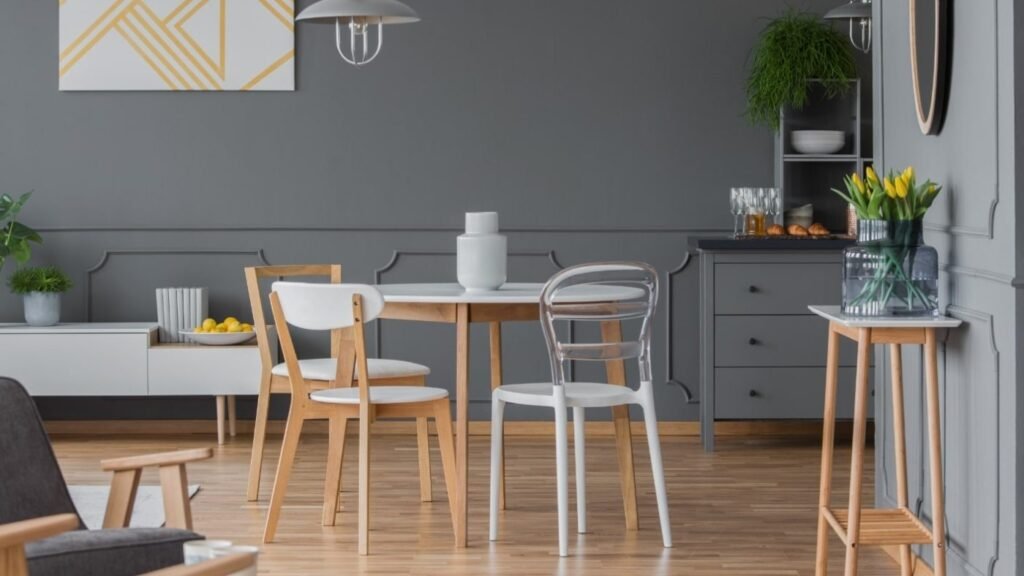 Luxury interior design with modern furniture and warm tones.